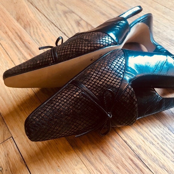 J Renee’. Brown and Black chic kitten sling-backs - Picture 5 of 8